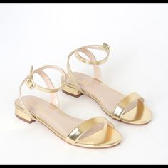 Brand New With Box Gold Flats, Gold Sandals, Women's Shoes Sandals, Shoes Sandals, Size 6, Women Shoes, Brand New, Sandals, Heels