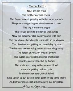 the poem mother earth is written in black and white