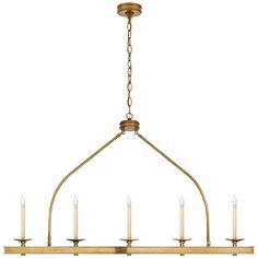 a large chandelier with six candles hanging from the bottom and four lights on each end