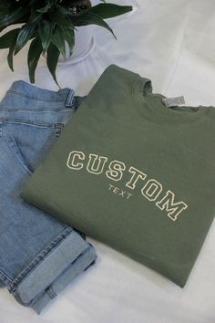 Custom Embroidered Sweatshirt and Hoodie, Personalized Gift for Bride, Engagement Gift, Birthday Gift! You'll love your custom sweatshirt the second you try it on! Our unisex crew neck sweatshirts/hoodies are soft. This item is embroidered and not heat vinyl print. Please leave us the text, thread color, and font information needed at checkout or your order will be delayed. This text is in the left chest area and is 4 inches across. Please remember that the more text you add, the smaller your te Customizable Relaxed Fit Cotton Sweatshirt, Customizable Crew Neck Hoodie For College, Customizable Cotton Casual Sweatshirt, Casual Crew Sweatshirt Customizable, Customizable Casual Cotton Sweatshirt, Casual Customizable Crew Sweatshirt, Relaxed Fit Crew Neck Hoodie With Letter Embroidery, Casual Crew Neck Hoodie With Custom Text, Casual Crew Neck Sweatshirt Customizable