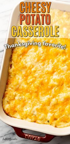 this cheesy potato casserole is the perfect thanksgiving side dish for everyone