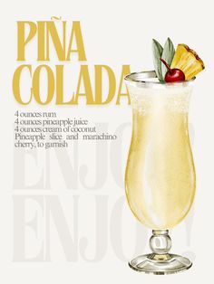 an advertisement for pina cola with pineapple and cherries