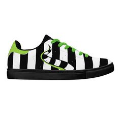 Introduce some spooky style into your wardrobe with these Beetlejuice & Sandworm Low top Vegan Leather Sneakers. Perfectly crafted, these shoes offer a classic low top silhouette with vegan leather for a sleek, ethical look. Whether you're heading to a Halloween party or just looking to add some fun to your wardrobe, these unique shoes are a great choice. Casual Halloween Skateboarding Sneakers, Casual Halloween Sneakers With Rubber Sole, Casual Custom Halloween Sneakers With Round Toe, Halloween Lace-up Sneakers With Rubber Sole, Beetlejuice Sandworm, Spooky Style, Unique Shoes, Beetlejuice, Leather Sneakers