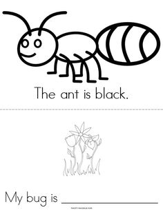 the ant is black worksheet for kids to learn how to write and draw