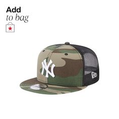 in stock Camo Designs, New York Yankees, Snapback Hat, Logo Embroidered, Snapback Hats, New Era, Camo, Pick Up, In Store