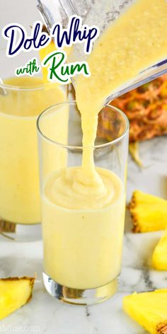 There are only four Rum Dole Whip ingredients so you will want to make this anytime you are itching for a sunny warm vacation! Dole Whip Recipe, Thanksgiving Menu Ideas, Frozen Cocktails, Dole Whip, Boozy Drinks, Rum Cocktail, Mixed Drinks Recipes, Cocktail Drinks Recipes, Alcohol Drink Recipes