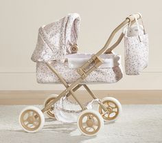 a baby's pram is shown on the floor