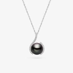 Material: 18K white gold, Tahitian Pearl and diamond Size of pearl: around 9.0-10.0 mm Jewelry Dimensions: about 20 mm Length of chain: around 45 cm (Adjustable) Weight of Diamonds: 26 diamonds approx. 0.146 carats Handpicked of every pearl, only top 1% of pearls are selected Handcrafted Lifetime warranty Elegant Tahitian Pearl Necklace For Formal Occasions, Formal Tahitian Pearl Necklace, Formal White Gold Jewelry With Tahitian Pearl, White Gold Jewelry With Brilliant Cut Tahitian Pearl, Elegant Silver Tahitian Pearl Necklace, Tahitian Pearl Necklace For Formal Wear, Tahitian Pearl Necklace For Formal Occasions, Tahitian Pearl Necklace For Formal Events, Formal Tahitian Pearl Pendant Necklaces