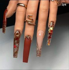 Beach Nails Art, 2023 Beach, Brown Acrylic Nails, Nails Art Designs, Long Acrylic Nail Designs, Stiletto Nails Designs, Dope Nail Designs