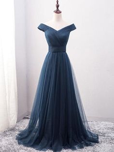 Silhouette:?A Line Waist: Natural Material: Tulle Shown Color:?Navy Blue Built-In Bra: Yes Navy Blue Formal Dresses, Prom Dresses Navy Blue, Prom Dresses Navy, Blue Long Prom Dresses, Blue Formal Dresses, Off Shoulder Tulle, Navy Blue Formal Dress, Navy Blue Prom Dress, Dresses Navy Blue