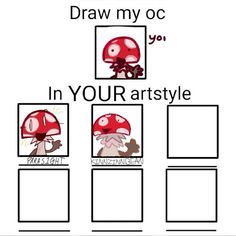 an image of a red mushroom with the words draw my oc in your art style