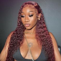 Product Name #99J Colored Jerry Curly Burgundy Human Hair Wig Material 100% Human Hair Density 180% Lace Type HD Lace Parting Free Part Cap Size Small (Circumference 21.5") Regular (Circumference 22.5") Large (Circumference 23.5") Please leave a note in the cart page or send us a message if the small or large cap is needed Straps Adjustable Last For More than one year Can Be Dyed Yes Can be straightened and curled Yes Wear occasions Everyday Wear,Special Events, Cosplay and Costume Parties,Hair Curly Burgundy Hair Black Women Wig, Burgundy Wig Outfit, Burgundy Hair Birthday Outfit, Side Part Burgundy Deep Wave Wig, Red Deep Wave Wig Black Women, Red Deep Wave Frontal Wig, Burgundy Wet And Wavy Hair, Burgundy Curly Wig Black Women, Curly Red Wig For Black Women