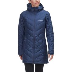 Columbia - Heavenly Long Hooded Jacket - Women's - Nori Long Hooded Jacket, Jackets Online, Months In A Year, Winter Coat, Hooded Jacket, Access Denied, Columbia, Winter Jackets, Water Resistant