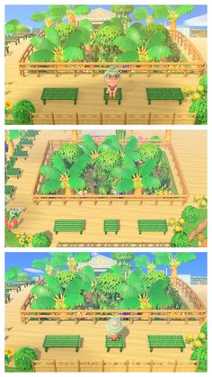 three different views of the same area in animal crossing