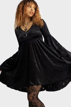 Coma Star Mini Dress | Killstar Prom Gown Ideas, Virgo Core, Gothic Fits, Goth Closet, Star Mini Dress, Bella Goth, Witch Halloween Party, Good Witch Halloween, Aesthetic Photo Shoot