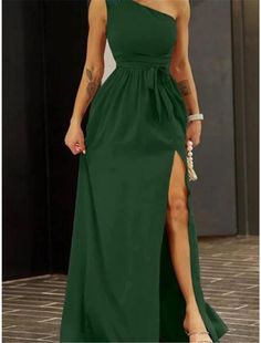 Women‘s Party Dress Wedding Guest Dress Sheath Dress Swing Dress Mini Dress Red Green Sleeveless Pure Color Backless Winter Fall Spring One Shoulder Fashion Party Evening Party Green V-neck Evening Dress For Wedding Guests, Green Sleeveless V-neck Party Dress, Green Sleeveless One-shoulder Cocktail Dress, Chic Green Sleeveless V-neck Dress, Green Satin One-shoulder Sleeveless Dress, Party Dress Wedding, Mini Dress Red, Evening Gowns With Sleeves, Dress Wedding Guest