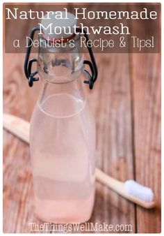 Refresh, cleanse, and heal with this natural, homemade mouthwash that is alcohol free, inexpensive, and easy to make yourself! (A dentist's recipe and tips!) #DIY #mouthwash #natural #thethingswellmake #miy #oralcare Magic Mouthwash, Mouthwash Recipe, Remineralize Teeth, Pasta Dental, Preventative Health, Natural Therapy