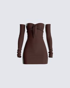 We can all agree that brown is a staple color, especially in the fall 🤎 The perfect lil off the shoulder tie mini dress. Pair with a cute coat and a pumpkin spice latte 🎃 Elegant Dresses Brown, Aesthetic Red Dress Outfit, Light Brown Dress Outfit Casual, Brown Hoco Dress, Brown Dress Outfit, Light Brown Dress, Brown Clothes, Dresses Polyvore, Brown Clothing