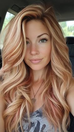 10 Neapolitan Hair Highlights Ideas for a Stunning Look Strawburn Hair, Strawberry Blonde Grey Hair, Hair Highlights For Blonde Hair, Blonde With Copper Peekaboo, Rose Gold Highlights Blonde, Neopolitan Hair Highlights, Alternative Blonde Hair, Blonde With Red Lowlights Hair, Blonde Hair With Red Highlights