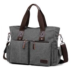 PRICES MAY VARY. MATERIAL: High Quality Canvas CLOSURE: Top Zipper Closure DIMENSIONS: 14.96''(L) x 6.30''(W) x 11.42''(H); double handles with 7" drop; adjustable shoulder strap with 35" to 58" drop. POCKETS: 1 Generous main pockets, 1 Tablets pockets(fits up to 14" laptops), 1 Inner zipper pocket. 1 Exterior back wall zipper pocket, 2 Front pocket, 2 side pockets. FEATURES: Decorative Gold-tone Hardware, Zip-pockets in Middle and Back, easily carry your mobile phone, wallet, cosmetic, IPAD, um Messenger Tote Bag, Kavu Rope Bag, Soft Leather Tote, Waterproof Tote, Work Tote Bag, Rope Bag, Work Tote, Travel Work, Purse Crossbody