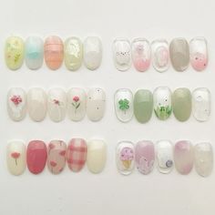 Cute Japanese Nails, Kawaii Nail Art, Korean Nail Art, Fake Nails Designs, Asian Nails, Hippie Nails, Cute Simple Nails, Girly Acrylic Nails