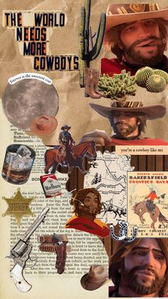 a collage of cowboy images and words