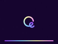 the letter q is made up of multicolored lines on a dark purple background