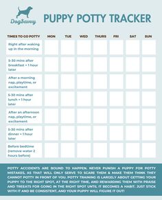 the puppy potty tracker is shown with instructions for how to get in and out