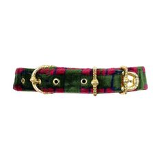 Stunning extremely rare and collectible 1970s Roberta di Camerino trompe l'oeil belt. The plush velvet waist belt features the iconic belt illusion print in Roberta di Camerino's signature colouring of bottle green, raspberry-red and navy blue. Beautifully elaborate gilt-metal buckle, belt end and belt loops. The design has four holes, is lined in black leather and gold foil stamped "MADE IN ITALY BY "ROBERTA" DI CAMERINO LEATHER-LINED". As Giuliana Coen Camerino once said: "Velvet fascinated me Leather Corset Belt, Neo Baroque, Velvet Belt, Vintage Ysl, Chanel Perfume, Raspberry Red, Chain Belts, Sterling Silver Initial, Suede Belt