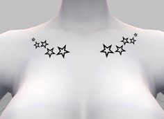 the back of a woman's body with stars on her upper and lower chest