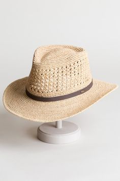 A crushable outback with a fine crocheted crown for style and cool ventilation is poised to offer you shade and cool from the summer heat. Free shipping + returns. Crocheted Crown, Crochet Crown, Business Travel Bag, Outback Hat, Raffia Hat, Sheepskin Slippers, Sheepskin Coat, Western Hats, Mens Gloves