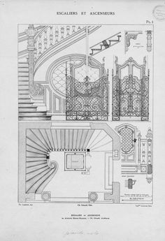 an architectural drawing shows the steps and railings in this building, as well as other details