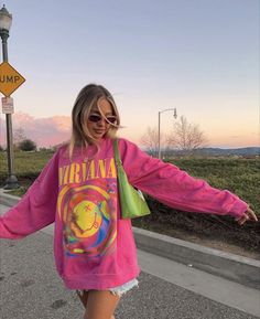 Nirvana Smiley Face Sweatshirt – Luxandluxy Smiley Face Sweatshirt, Nirvana Smiley Face, Crewneck Outfit, Travel Winter, Preppy Girl, 90s Nostalgia, Colourful Outfits, Smiley Face, Nirvana