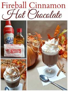 there is a collage of pictures with hot chocolate