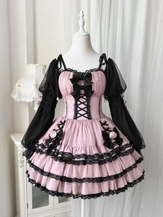 Ruffle Skirt Long, Style Kawaii, Vestidos Vintage, Rave Outfits, Gothic Lolita