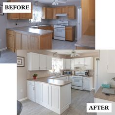 before and after pictures of a kitchen remodel