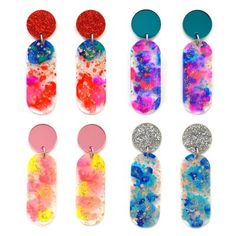 six pairs of earrings with different colors and designs