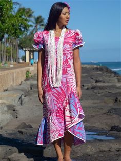 [Exclusive] Anuenue Hibiscus & Plumeria Fuchsia & Cream Poly Cotton Hawaiian Myra Long Muumuu Dress | AlohaOutlet Muumuu Dress Pattern, Hawaiian Shirt Outfit, Hawaiian Muumuu, Island Style Clothing, Hawaiian Dresses, Muumuu Dress, Hula Girl, Hawaiian Dress, Hawaiian Shirts