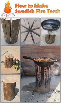 how to make swedish fire torch from an old tree stump and other woodworking projects