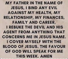 an old paper with the words, my father in the name of jesus i bind any evil