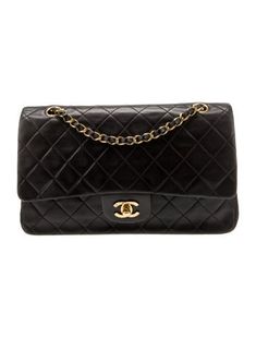 Chanel Shoulder BagBy Karl LagerfeldVintageBlack LambskinGold-Tone HardwareChain-Link Shoulder StrapsSingle Exterior PocketLeather Lining & Six Interior PocketsTurn-Lock Closure at Front Chanel Bags Black, Chanel Classic Medium, Chanel So Black Bag, Chanel Vintage Single Flap Bag, Black And Gold Chanel Bag, Chanel $95.00 Bag, Flap Bag, Chanel Classic, Women Handbags