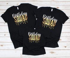 Gold GLITTER Birthday Squad Shirt, Birthday Squad Shirt, Birthday Squad Shirts, Birthday Team Shirt, Birthday Party Shirts, Birthday Crew All sales are final, no EXCHANGE or RETURN. The shirts are UNISEX (run big), so, please check the size chart before ordering ⭐⭐ Product Description ⭐⭐ - This is a DTG (Direct to Garment) print, not Vinyl or sublimation. The design is printed direct on the shirt with garment ink. Unisex Crew Neck Shirts - The brand for our unisex crew neck shirts is Bella Canva Leopard Birthday, Birthday Party Shirts, Birthday Squad Shirts, Glitter Birthday, Squad Shirt, Birthday Party Shirt, Team Shirt, Team Shirts, Color Shirt