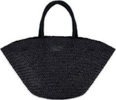 Black Woven Beach Bag Made Of Natural Fiber, Black Bucket Straw Bag For The Beach, Black Bucket Straw Bag For Beach, Black Beach Bag For Vacation, Black Straw Bag For Spring Vacation, Black Straw Bucket Beach Bag, Black Beach Bag With Leather Handles For Summer, Casual Black Straw Bag For Vacation, Casual Black Straw Bag For The Beach