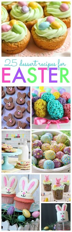 easter treats and desserts are featured in this collage