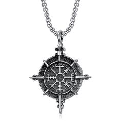 ProductNo SP220217VGEL Viking Vegvisir, Compass Pendant Necklace, Long Stone Necklace, Vintage Compass, Shark Necklace, Compass Pendant, Viking Symbols, Mens Chain Necklace, Sea Glass Necklace