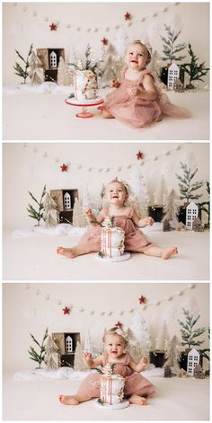 December Smash Cake Pictures, First Birthday Christmas Photoshoot, First Birthday Photo Shoot Ideas Christmas, Winter One Year Photoshoot, Cake Smash Christmas Theme, December Smash Cake, 1st Birthday Christmas Photoshoot, First Birthday Winter Photoshoot, Cake Smash Photos Winter