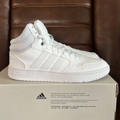 Brand New Adidas Women’s Hoops 3.0 Mid Classic Sneakers Size: W9 Color: White Id: Gw5457/20 Shoes Adidas Women, Shoes Adidas, Urban Style, Classic Sneakers, White Adidas, Adidas Shoes, Urban Fashion, Adidas Women, Athletic Shoes