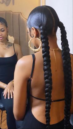 Pigtail Braids, Trendy Hairstyle, Ponytail Styles, Long Braids, Baddie Hairstyles, Box Braids Hairstyles, Braided Ponytail