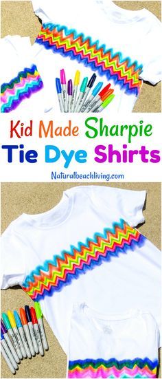 kids made sharpie tie dye shirts with crayons and markers on the side