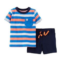 JUST ONE YOU CARTER'S NWT  Size NB 2 piece outfit MACHINE WASHABLE 100%COTTON THANKS FOR LOOKING CHECK OUT MY STORE I HAVE LOTS OF GREAT ITEMS I ALSO DO COMBINED SHIPPING Casual Multicolor Cotton Short Set, Casual Striped Short Sleeve Sets, Toddler Boy Summer, Boys Summer Fashion, Baby Boy Clothing, Tee Shorts, Stripe Shorts, Baby Boy Clothing Sets